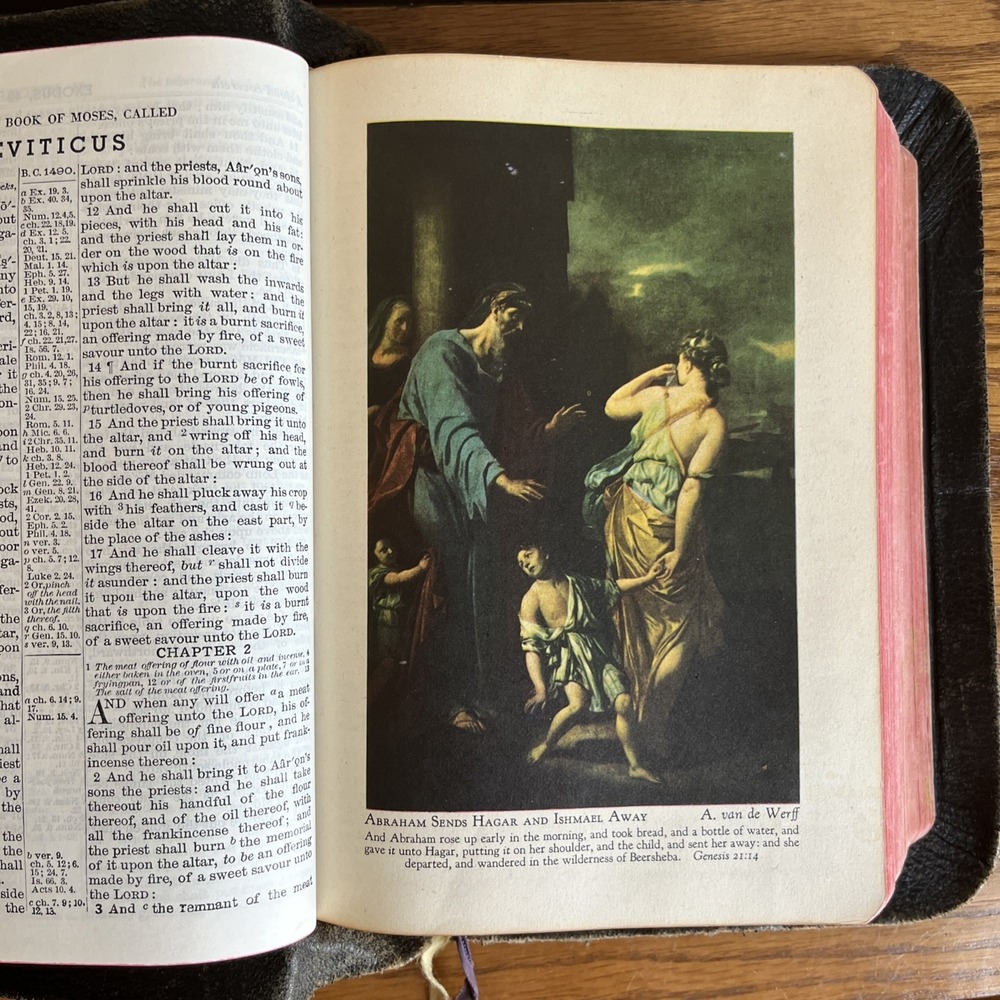 Vintage 1913 KJV Holy Bible Red Letter Master-Art Edition Leather Illustrated - Picture 12 of 16